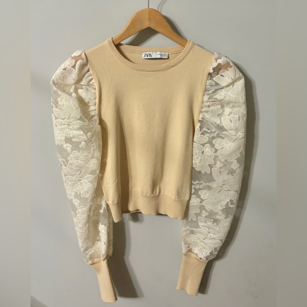 Zara Cream Puff Sleeve Blouse